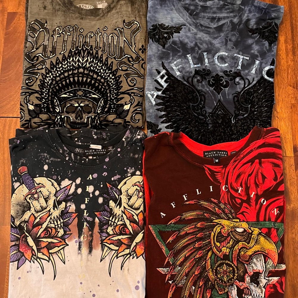 Like new lot of Affliction tees men’s medium
